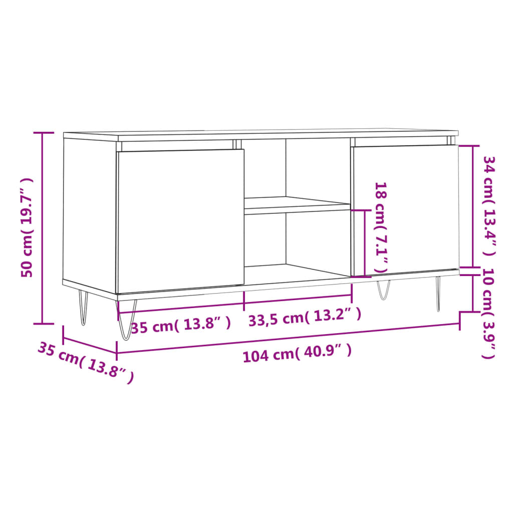 TV-Schrank Räuchereiche 104x35x50 cm Holzwerkstoff