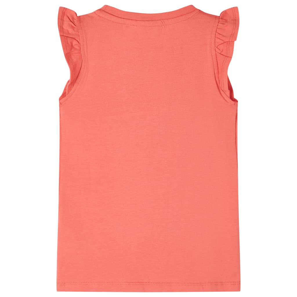 Kinder-T-Shirt mit Rüschenärmeln Korallenrosa 92
