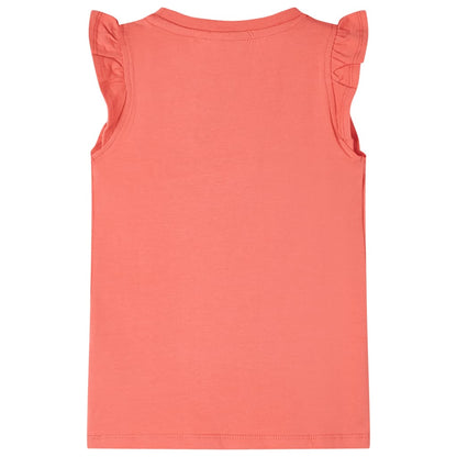 Kinder-T-Shirt mit Rüschenärmeln Korallenrosa 92