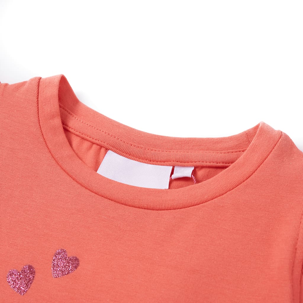 Kinder-T-Shirt mit Rüschenärmeln Korallenrosa 92