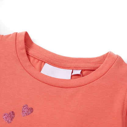 Kinder-T-Shirt mit Rüschenärmeln Korallenrosa 92