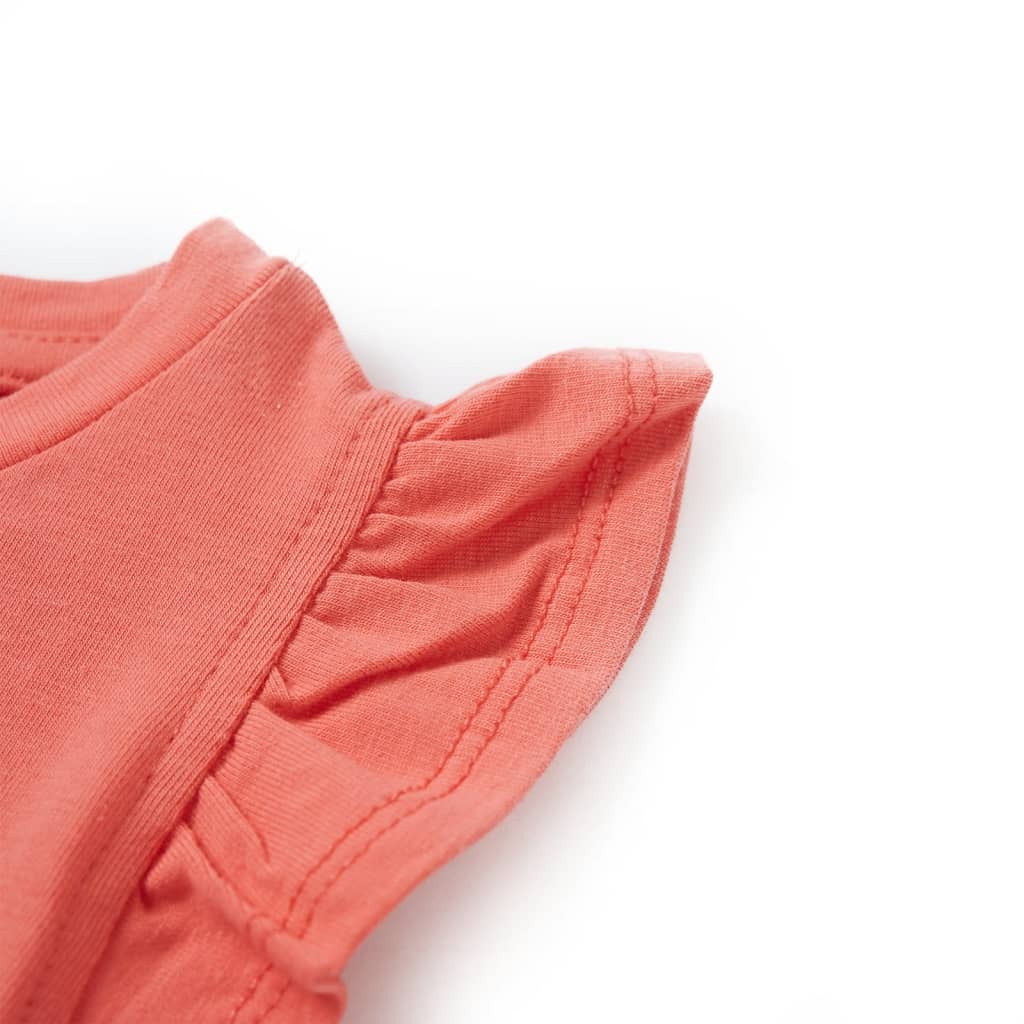 Kinder-T-Shirt mit Rüschenärmeln Korallenrosa 92