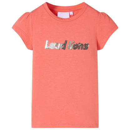 Kinder-T-Shirt mit Flügelärmeln Korallenrosa 92