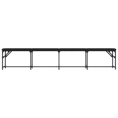 Essbank Schwarz 248x32x45 cm Stahl und Kunstleder