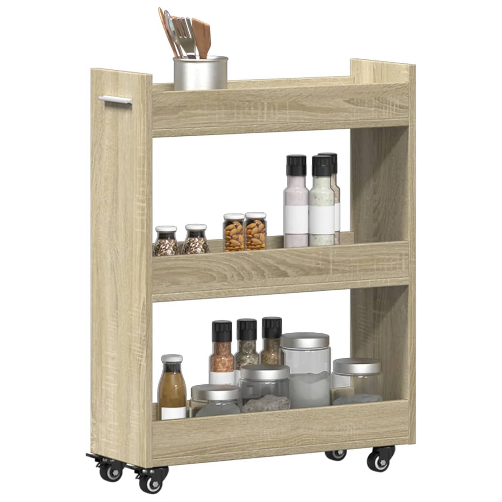 Schrank mit Rollen Sonoma-Eiche 60x22x79 cm Holzwerkstoff