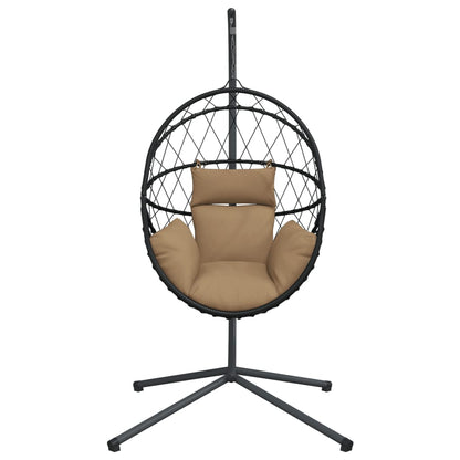 Hängesessel Ei-Design mit Ständer Taupe Rattan und Stahl