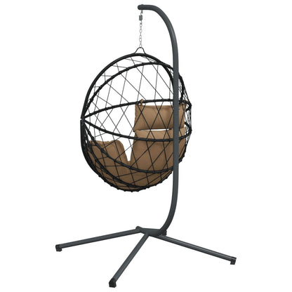 Hängesessel Ei-Design mit Ständer Taupe Rattan und Stahl