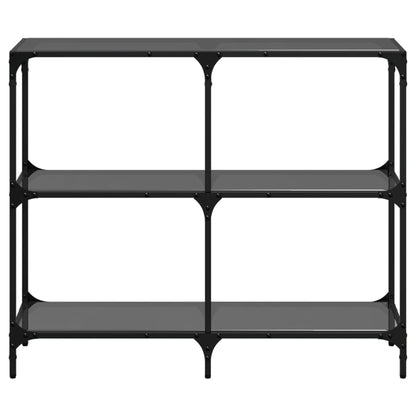 Konsolentisch mit Glasplatte Schwarz 98x30x81 cm Stahl