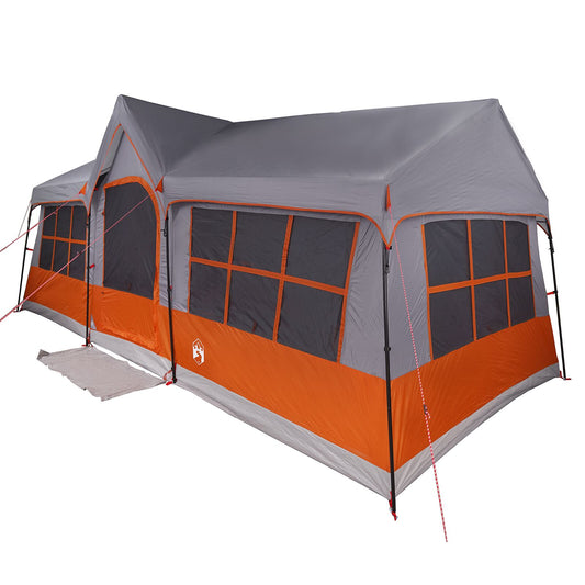 Campingzelt mit Fenstern Grau und Orange 12-Personen Wasserdicht