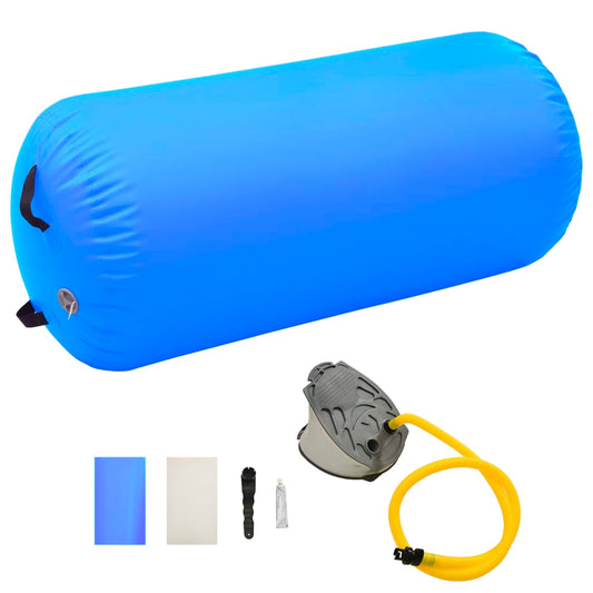 Aufblasbare Gymnastik-Rolle mit Pumpe 120x75 cm PVC Blau - Yoga & Pilates