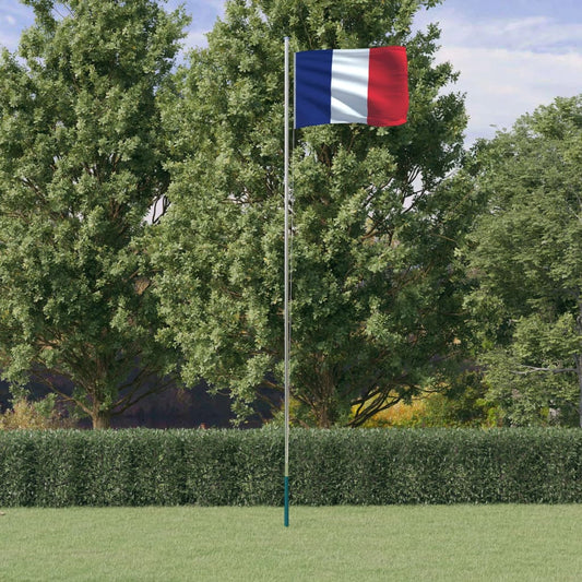 Französische Flagge mit Mast 6,23 m Aluminium